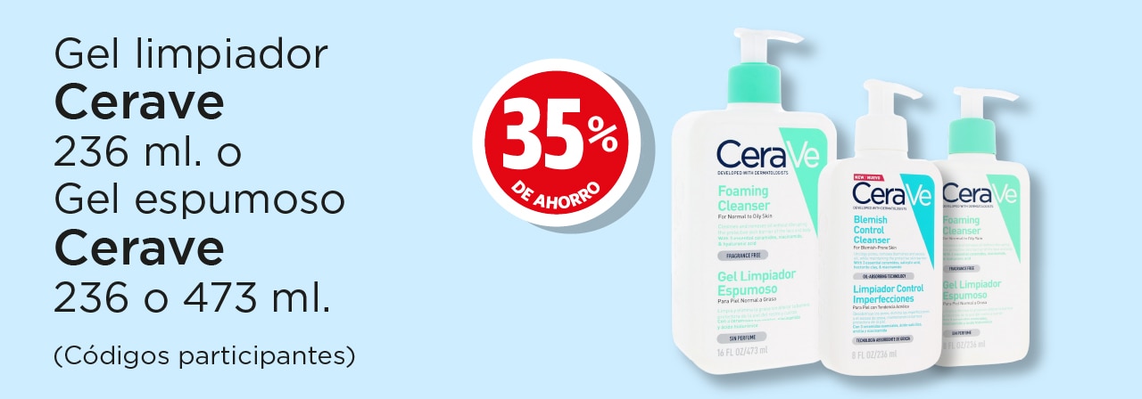 Gel limpiador Cerave 35% de ahorro
